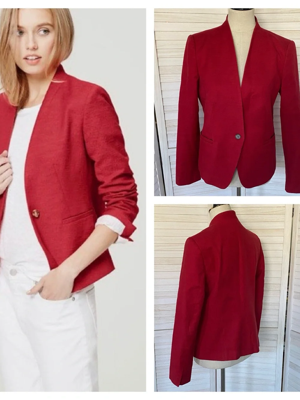 LOFT Textured Collarless Single-Button Blazer SZ 8 - Picture 1 of 12